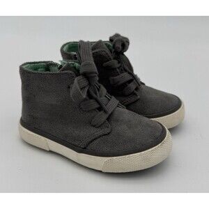Cat & Jack Toddler Boys Size 5 Grey High Top Side Zipper, Lace Sneakers‎ Shoe